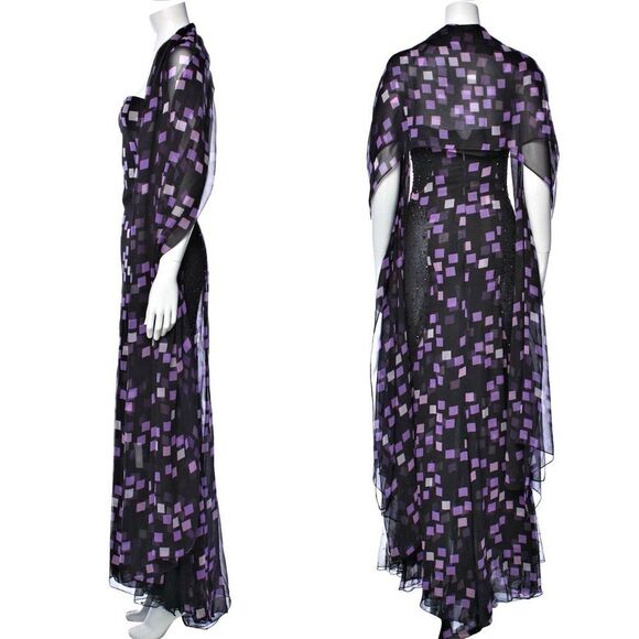 Vintage Y2K Badgley Mischka Gown Strapless Designer Beaded Sheer Wrap Siren 4 - Picture 15 of 15